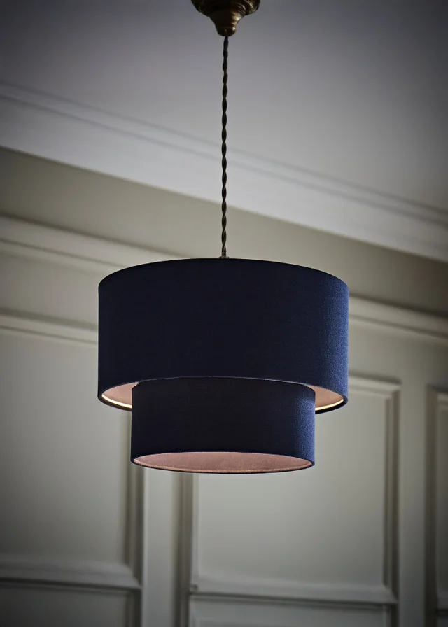ValueLights Jodie Two Tier Navy Linen Easy Fit Lampshade