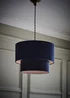 ValueLights Jodie Two Tier Navy Linen Easy Fit Lampshade - One Size Image 1