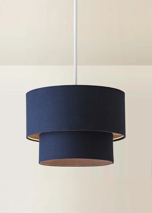 ValueLights Jodie Two Tier Navy Linen Easy Fit Lampshade - One Size Image 3