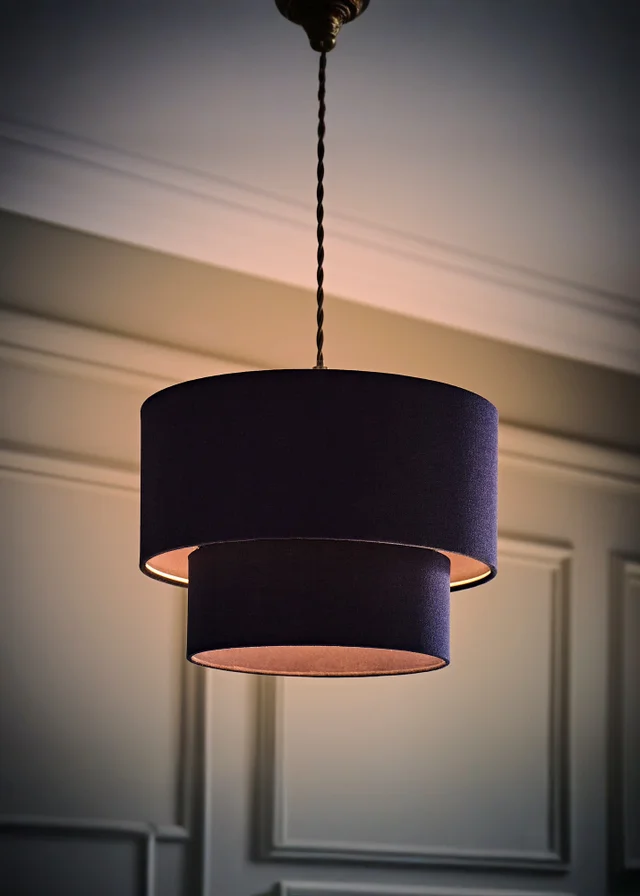 ValueLights Jodie Two Tier Navy Linen Easy Fit Lampshade