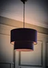 ValueLights Jodie Two Tier Navy Linen Easy Fit Lampshade - One Size Image 2