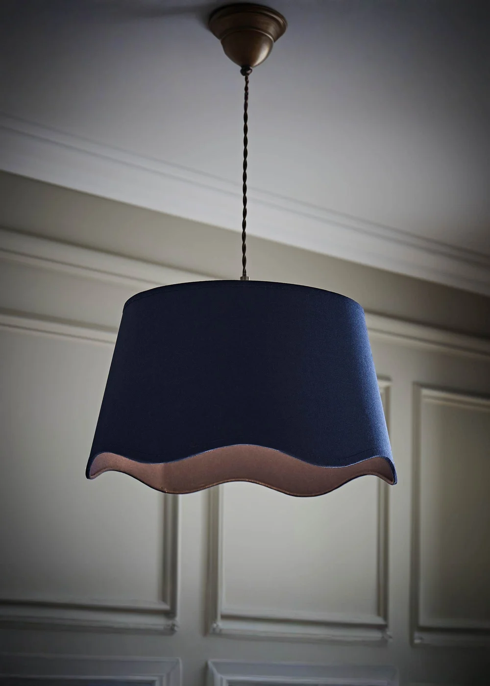 ValueLights Mabel Large Scalloped Navy Easy Fit Lampshade - One Size Image 1