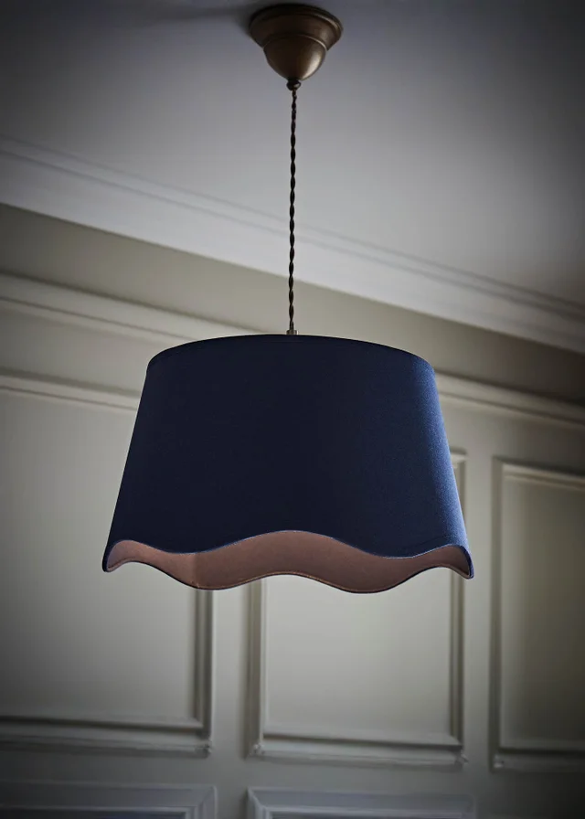 ValueLights Mabel Large Scalloped Navy Easy Fit Lampshade