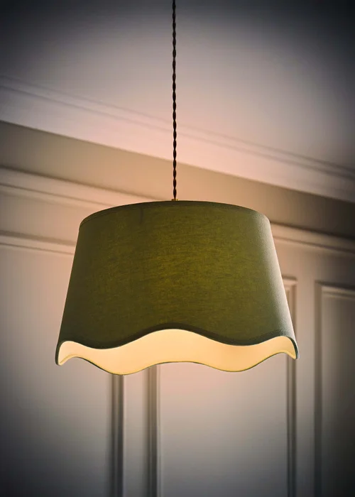 ValueLights Mabel Large Scalloped Sage Green Easy Fit Lampshade - One Size Image 2