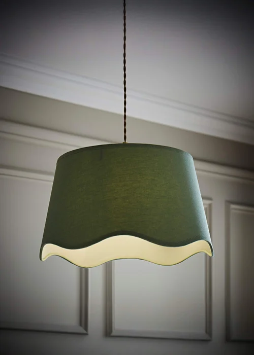 ValueLights Mabel Large Scalloped Sage Green Easy Fit Lampshade - One Size Image 1