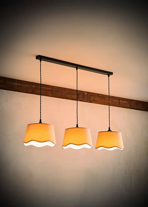 ValueLights Mabel 3 Drop Bar Ceiling Light with Scalloped Lampshades - One Size Image 2