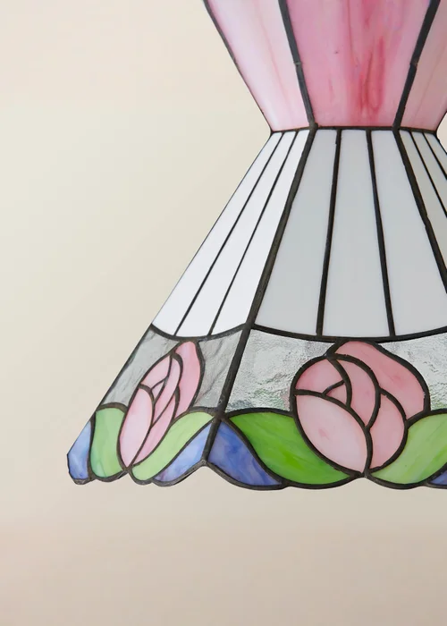 ValueLights Evelyn Tiffany Rose Glass Easy Fit Lampshade - One Size Image 4