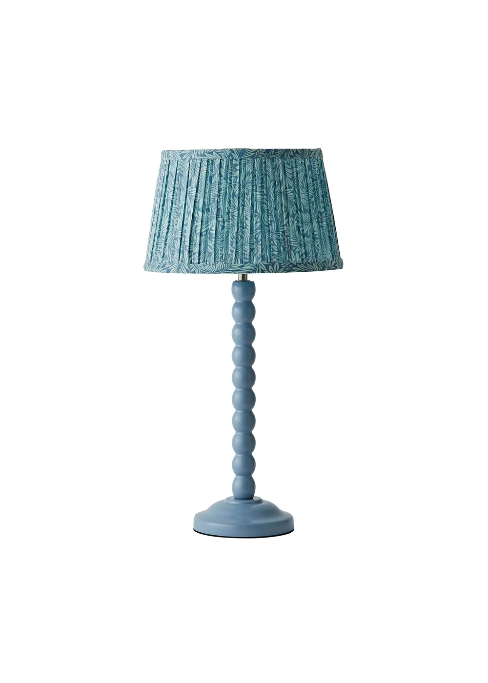 ValueLights Powder Blue Bobbin Table Lamp with Leaf Pleated Lampshade - One Size Image 2