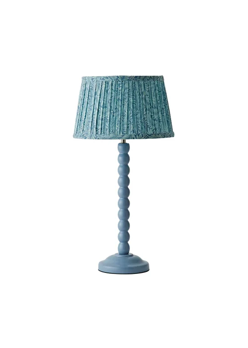 ValueLights Powder Blue Bobbin Table Lamp with Leaf Pleated Lampshade - One Size Image 2