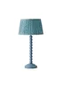ValueLights Powder Blue Bobbin Table Lamp with Leaf Pleated Lampshade - One Size Image 2