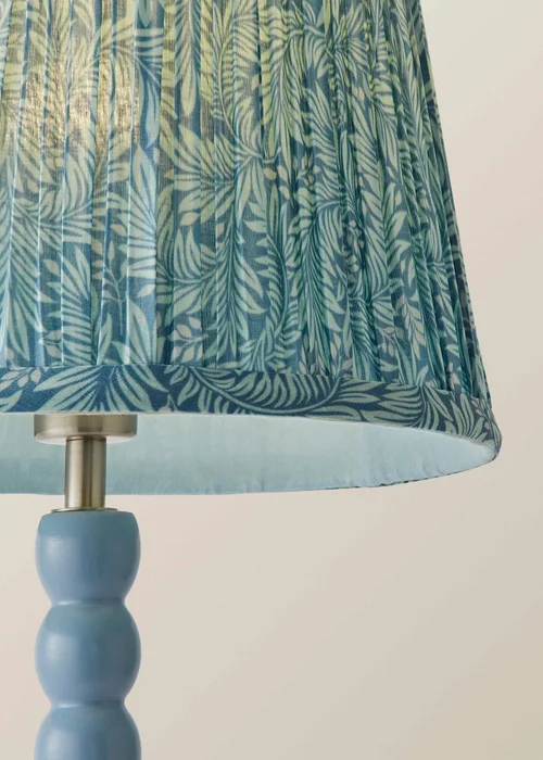 ValueLights Powder Blue Bobbin Table Lamp with Leaf Pleated Lampshade - One Size Image 4