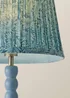 ValueLights Powder Blue Bobbin Table Lamp with Leaf Pleated Lampshade - One Size Image 4
