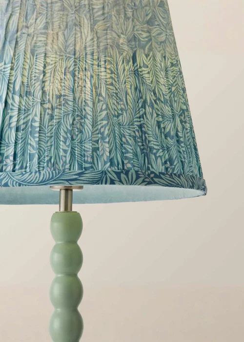 ValueLights Sage Green Bobbin Table Lamp with Leaf Pleated Lampshade - One Size Image 4
