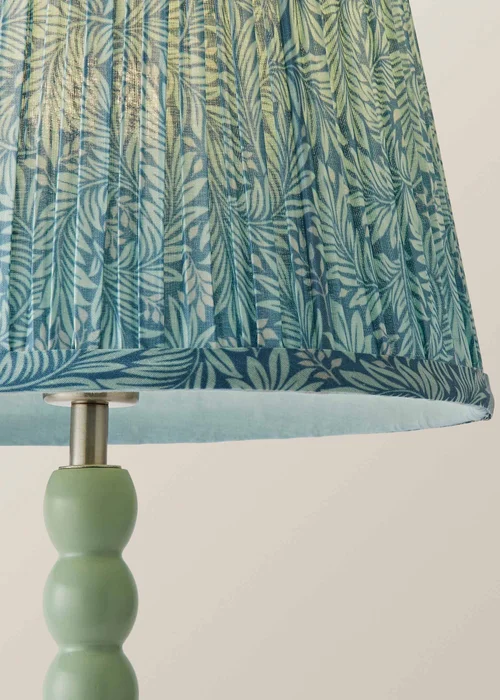 ValueLights Sage Green Bobbin Table Lamp with Leaf Pleated Lampshade - One Size Image 4