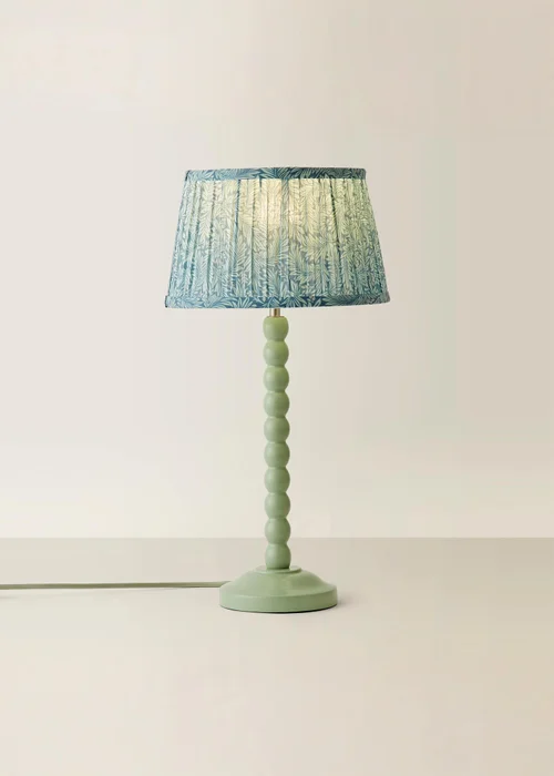 ValueLights Sage Green Bobbin Table Lamp with Leaf Pleated Lampshade - One Size Image 3