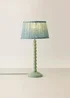 ValueLights Sage Green Bobbin Table Lamp with Leaf Pleated Lampshade - One Size Image 3