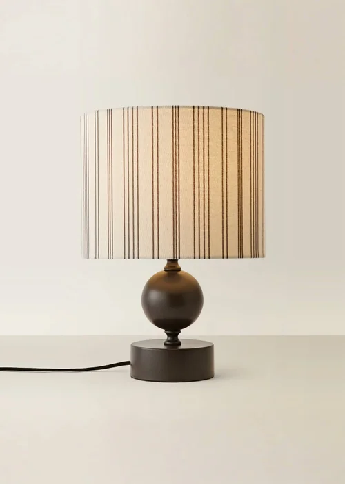 ValueLights Anthony Candlestick Table Lamp with Linen Stripe Lampshade - One Size Image 3