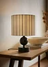 ValueLights Anthony Candlestick Table Lamp with Linen Stripe Lampshade - One Size Image 1