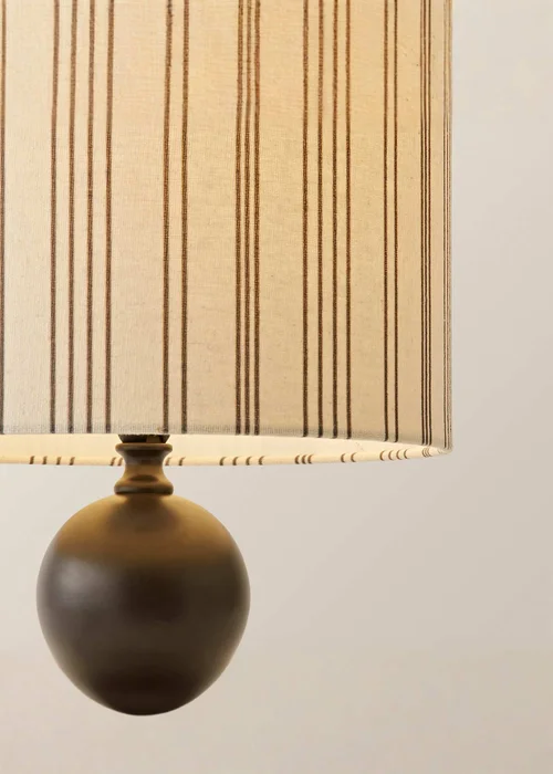 ValueLights Anthony Candlestick Table Lamp with Linen Stripe Lampshade - One Size Image 4