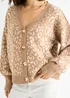 Gini London Camel Animal Print Wool Mix Cardigan Look Jumper - M/L Image 3