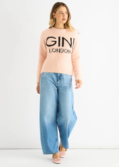 Gini London Pink Gini Logo Cozy knit jumper - S/M Image 1