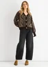 Gini London Chocolate Animal Print Wool Mix Cardigan Look Jumper - M/L Image 2