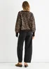 Gini London Chocolate Animal Print Wool Mix Cardigan Look Jumper - M/L Image 3
