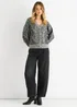 Gini London Grey Animal Print Wool Mix Cardigan Look Jumper - L/XL Image 1
