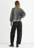 Gini London Grey Animal Print Wool Mix Cardigan Look Jumper - L/XL Image 2