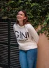 Gini London Beige Gini Logo Cozy knit jumper - S/M Image 1