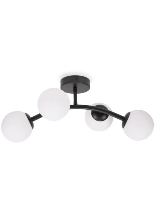 ValueLights Jas Black Semi-Flush Light with White Globe Shade (20cm x 22cm x 48cm) - One Size Image 3