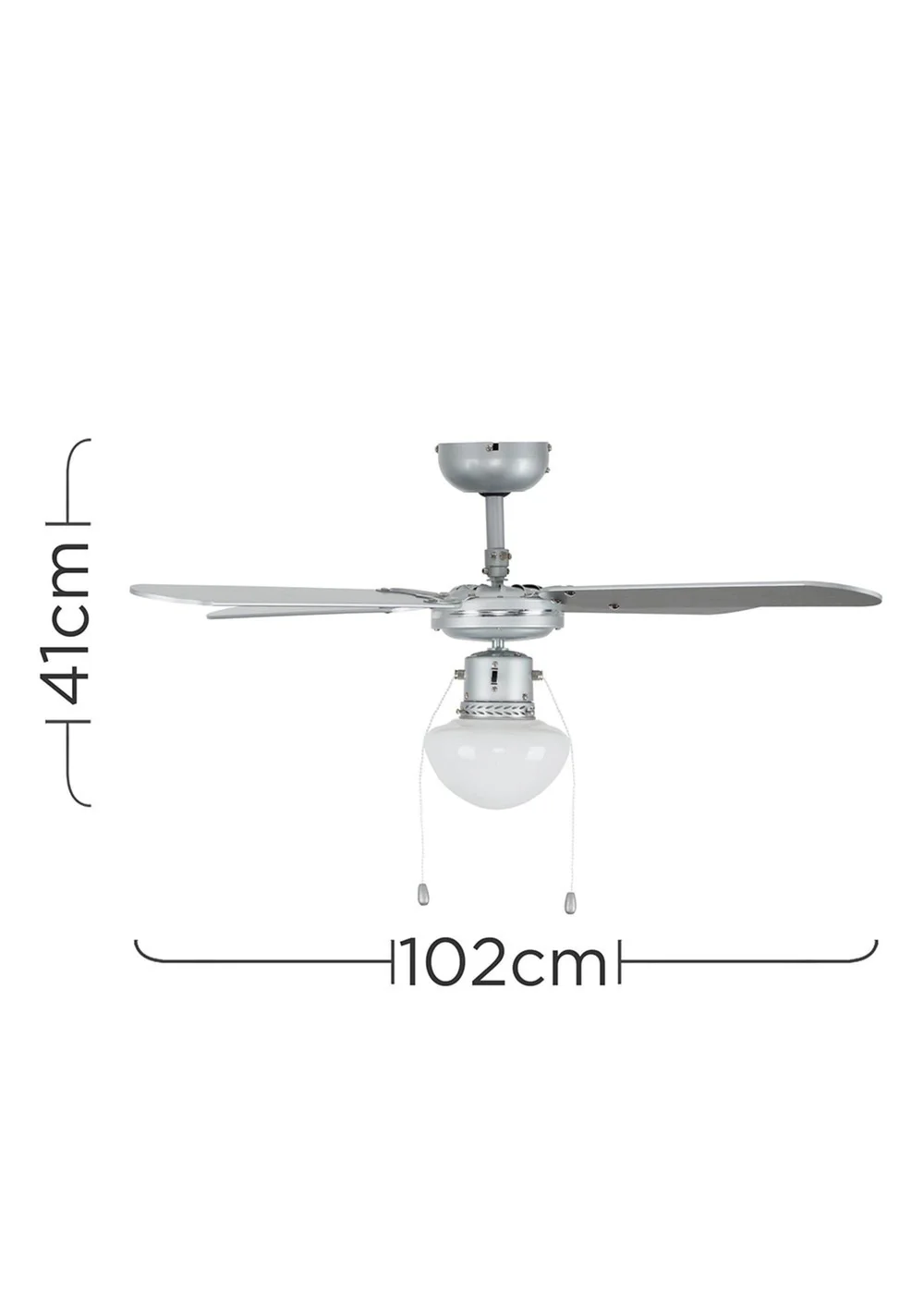 ValueLights 42 Inch Ceiling Fan Light with Reversible Silver Blades - One Size Image 6
