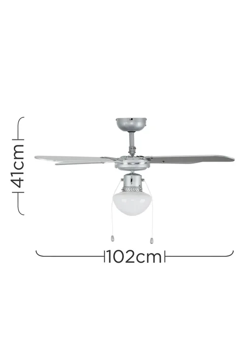 ValueLights 42 Inch Ceiling Fan Light with Reversible Silver Blades - One Size Image 6