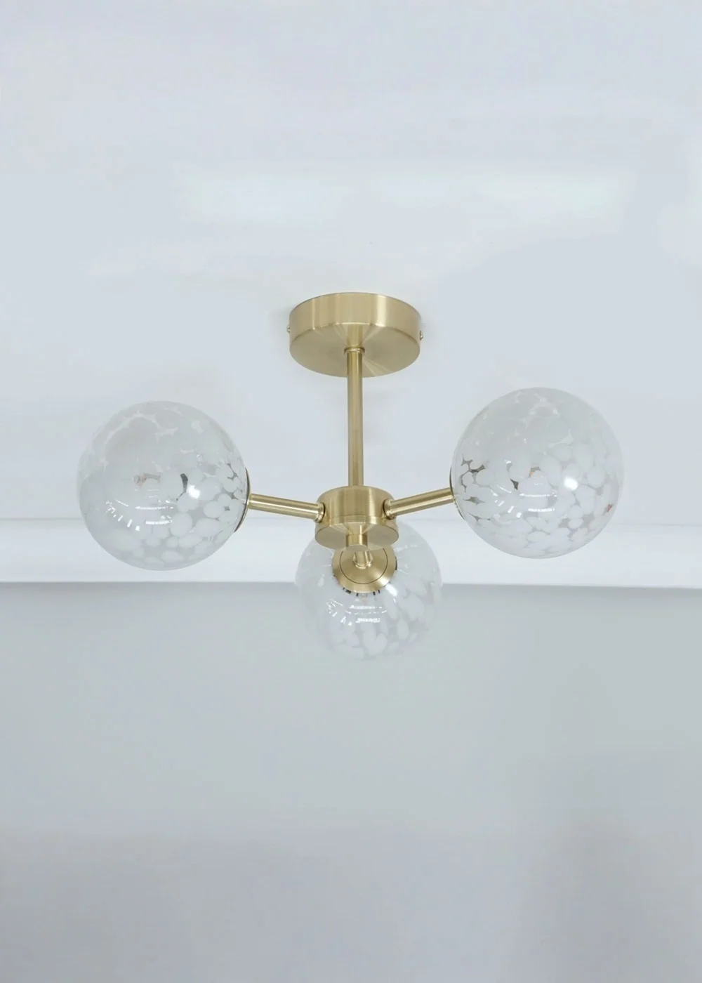 ValueLights India Brushed Gold Ceiling Light with White Globe Shades - One Size Image 2