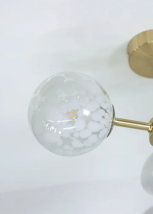 ValueLights India Brushed Gold Ceiling Light with White Globe Shades - One Size Image 4