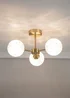 ValueLights India Brushed Gold Ceiling Light with White Globe Shades - One Size Image 1