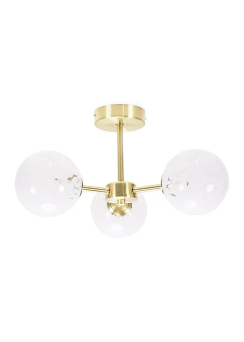 ValueLights India Brushed Gold Ceiling Light with White Globe Shades - One Size Image 3