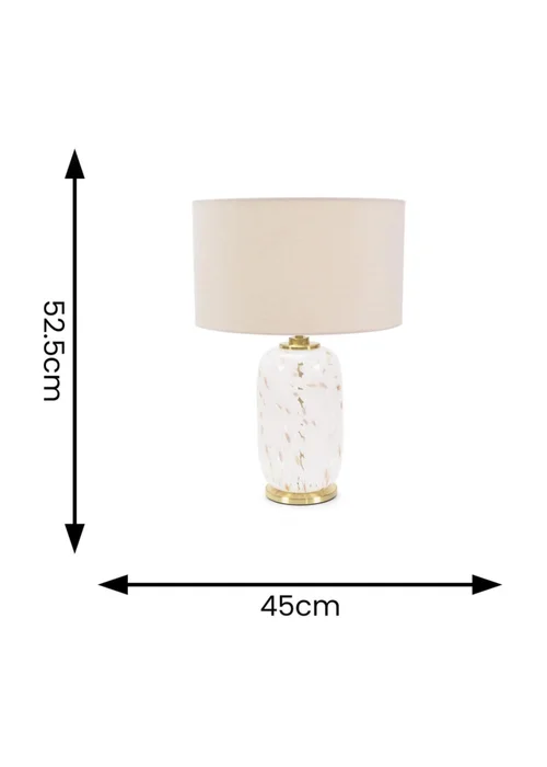 ValueLights India Confetti Glass Table Lamp with Natural Lampshade - One Size Image 3