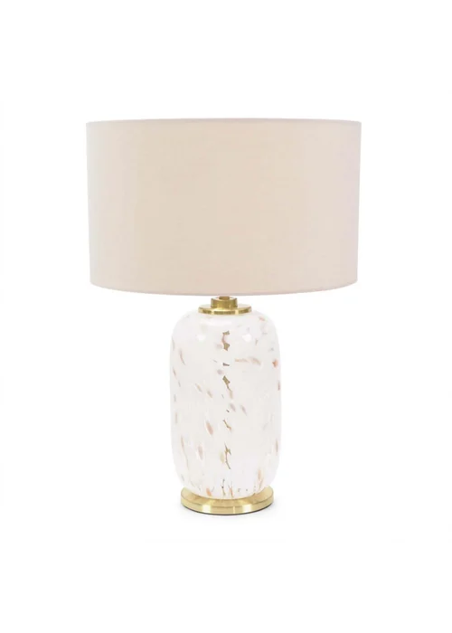 ValueLights India Confetti Glass Table Lamp with Natural Lampshade - One Size Image 2