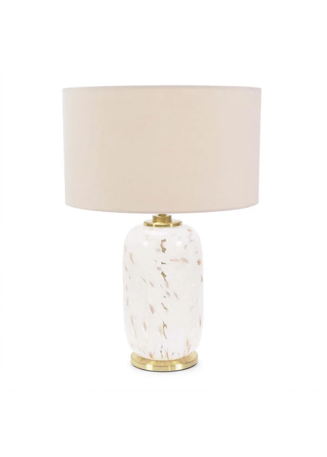 ValueLights India Confetti Glass Table Lamp with Cream Lampshade