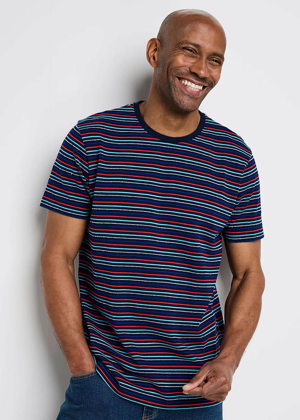 Cotton Traders Navy Help For Heros Short Sleeve Textured T-Shirt - Extra Large Image 2