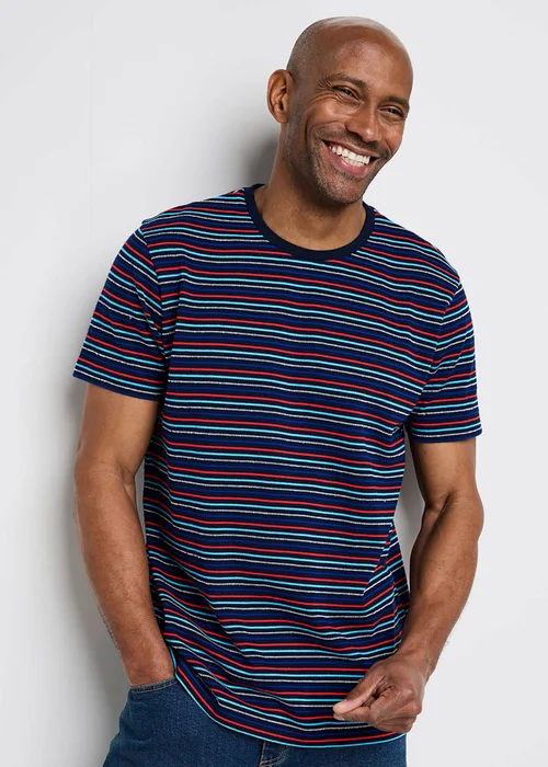 Cotton Traders Navy Help For Heros Short Sleeve Textured T-Shirt - Extra Large Image 2