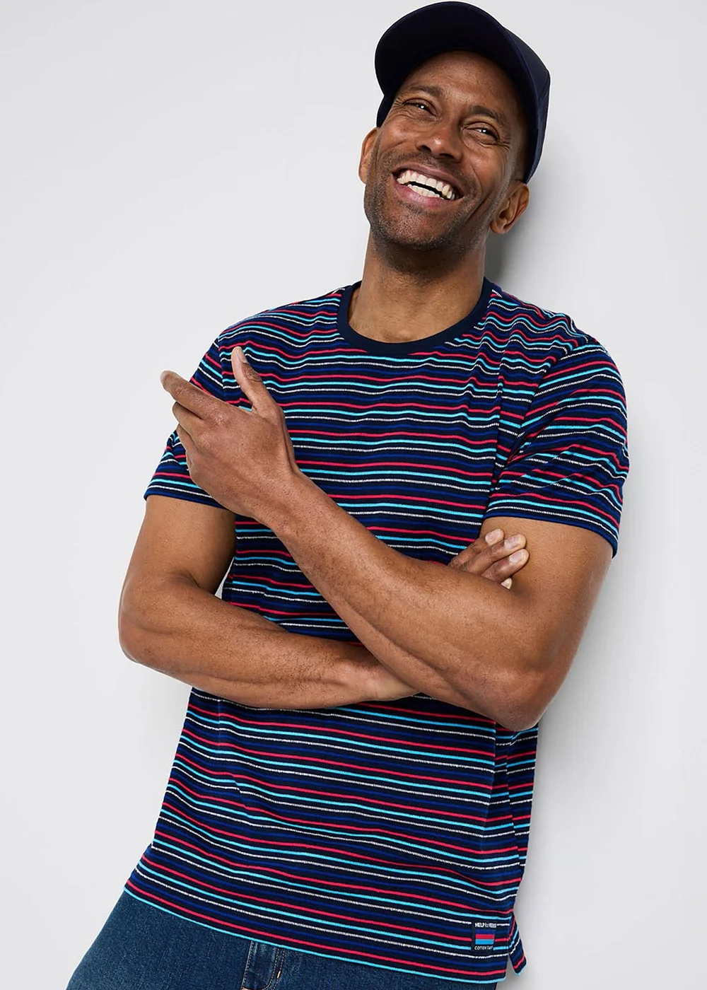 Cotton Traders Navy Help For Heros Short Sleeve Textured T-Shirt - Extra Large Image 1