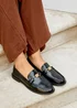 Linzi Affluent Black Faux Leather Slip On Loafer - Size 5 Image 1
