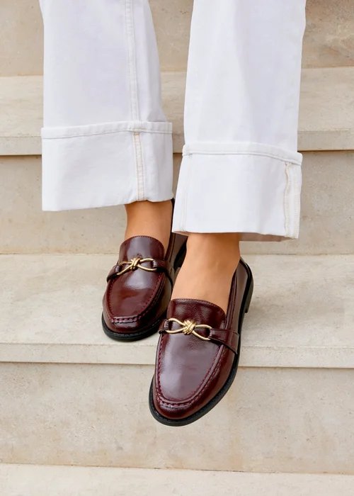 Linzi Affluent Burgundy Faux Leather Loafers - Size 5 Image 5