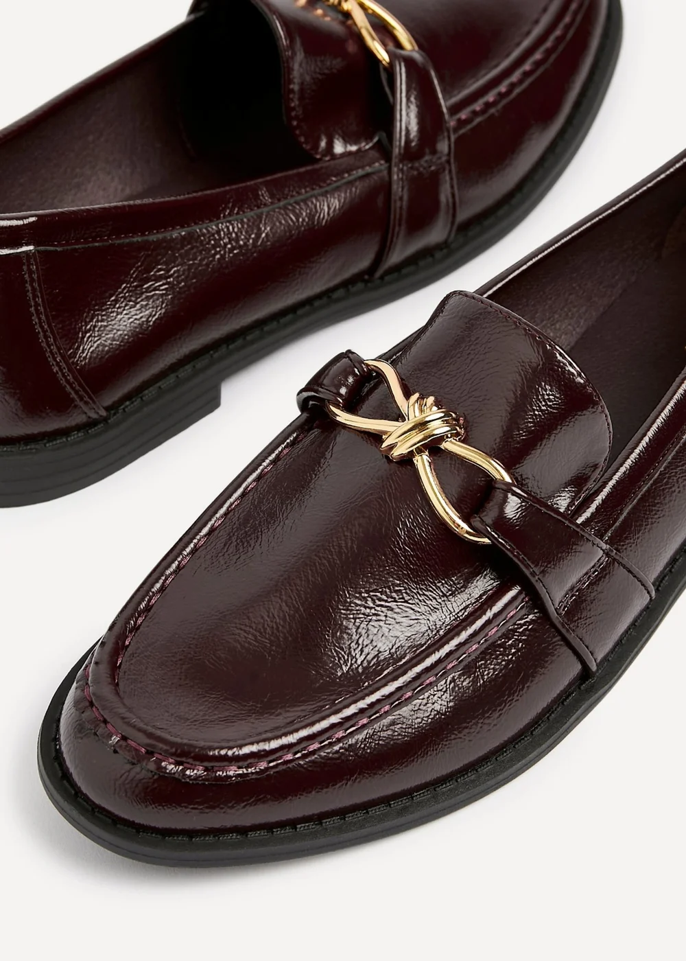 Linzi Affluent Burgundy Faux Leather Loafers - Size 5 Image 3