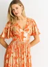 Gini London Orange Metallic Jacquard Flutter Sleeves Floral Maxi Dress - 10 Image 3