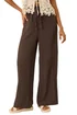 Dusk Brown Textured Elastic Waist Trousers - 8 Image 1
