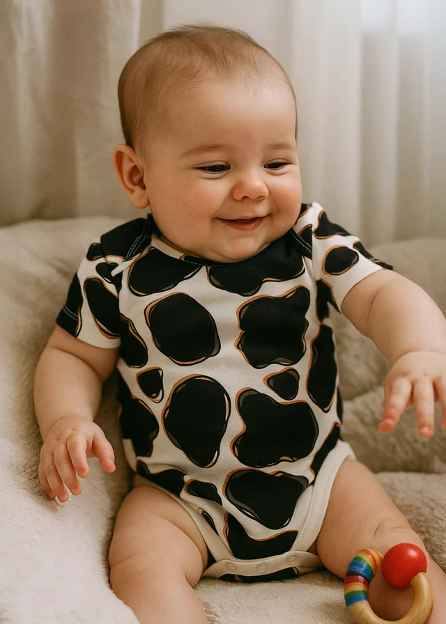 Lucy & Sam Black Cow 2 Pack Bodysuit (0 to 24 Months)