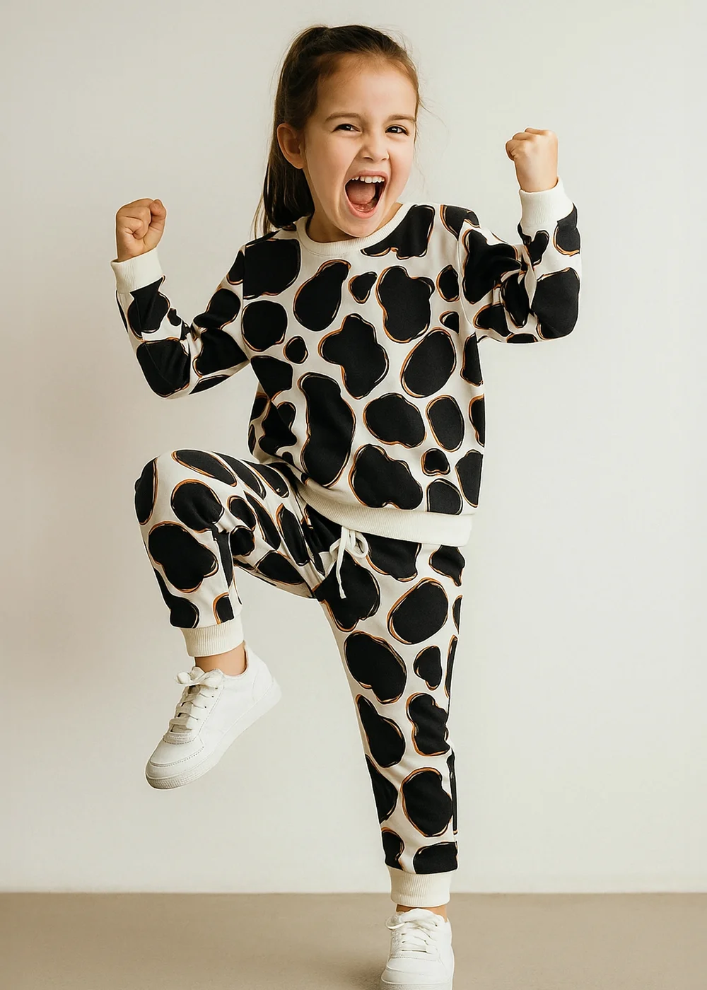 Lucy & Sam Black Cow Harem Jogger (9 Months to 6 Years) - Age 5-6 Years Image 1